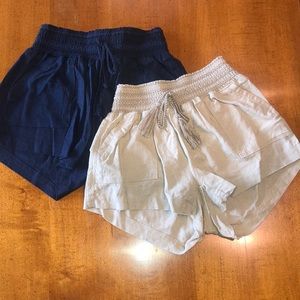 Rewash Smocked High Waist Linen Shorts two pair XS
